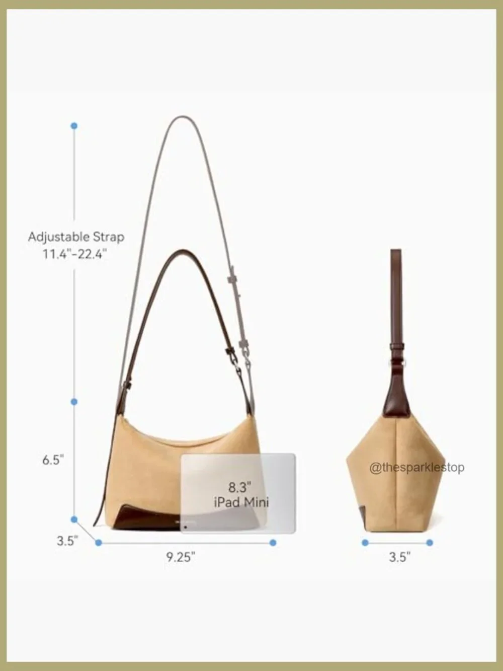 Soft Suede & Pebbled Vegan Leather Crossbody Hobo Bag Adjustable Strap
